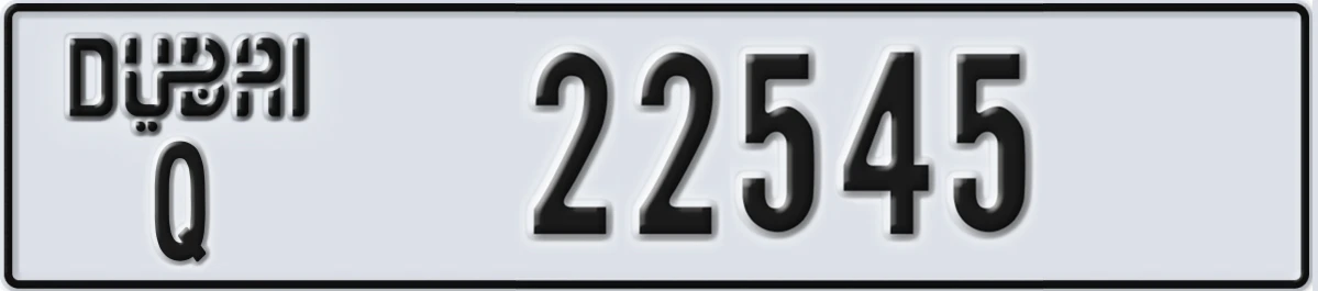 UAE License Plate Dubai Q 22545