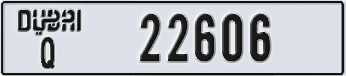 UAE License Plate Dubai Q 22606