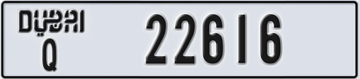 UAE License Plate Dubai Q 22616
