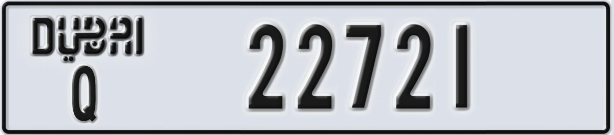 UAE License Plate Dubai Q 22721
