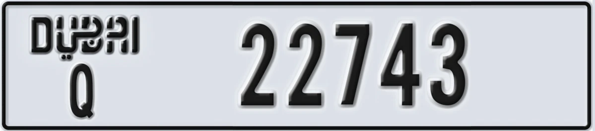 UAE License Plate Dubai Q 22743