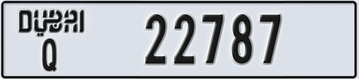 UAE License Plate Dubai Q 22787