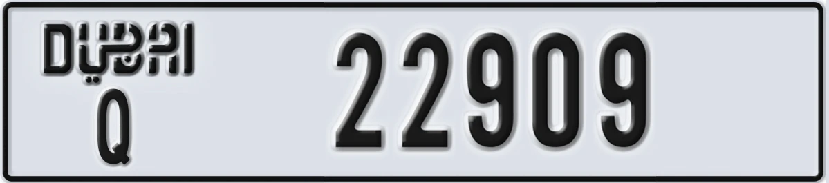 UAE License Plate Dubai Q 22909