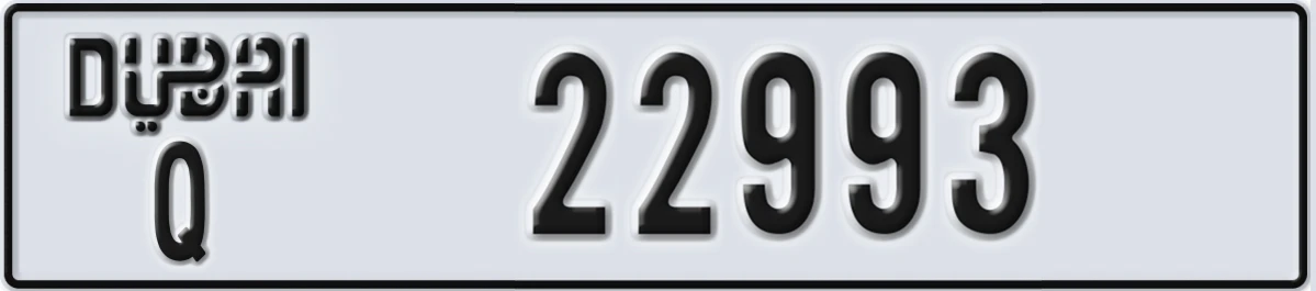 UAE License Plate Dubai Q 22993