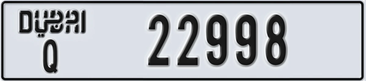 UAE License Plate Dubai Q 22998