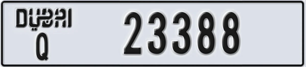 UAE License Plate Dubai Q 23388