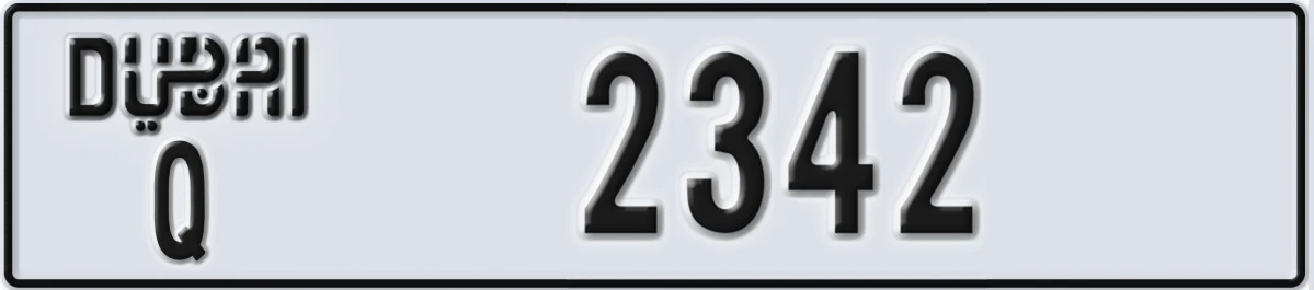 UAE License Plate Dubai Q 2342