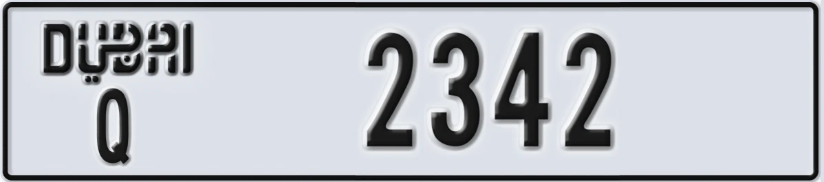 UAE License Plate Dubai Q 2342