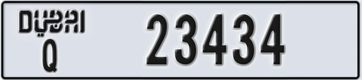UAE License Plate Dubai Q 23434