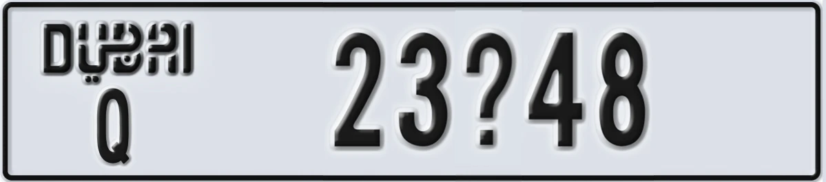 UAE License Plate Dubai Q 23X48