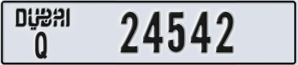 UAE License Plate Dubai Q 24542