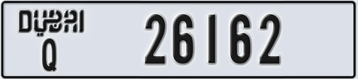 UAE License Plate Dubai Q 26162