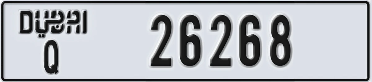 UAE License Plate Dubai Q 26268