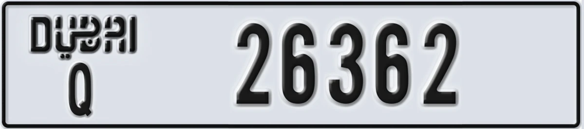 UAE License Plate Dubai Q 26362