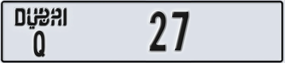 UAE License Plate Dubai Q 27