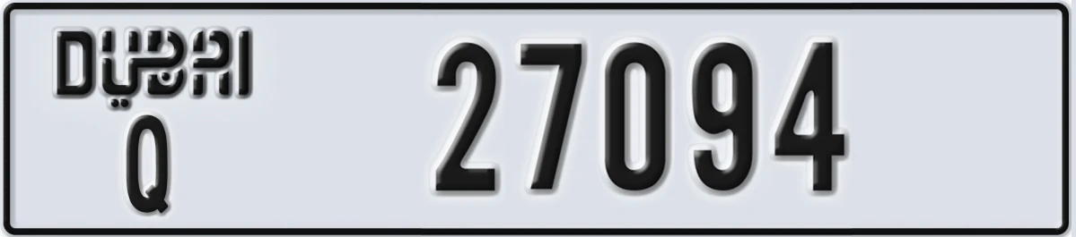 UAE License Plate Dubai Q 27094
