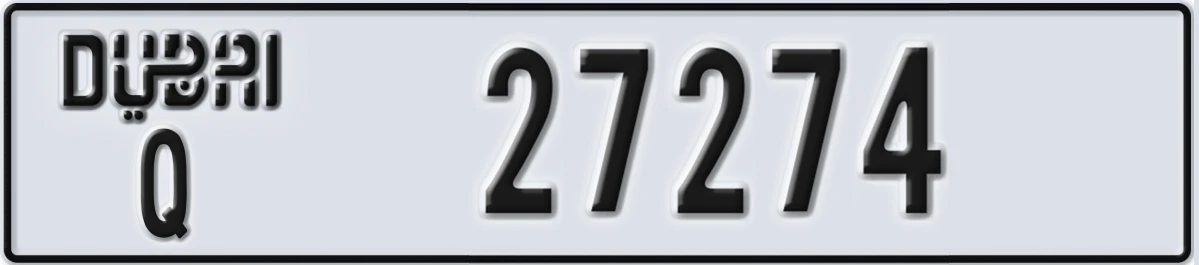 UAE License Plate Dubai Q 27274