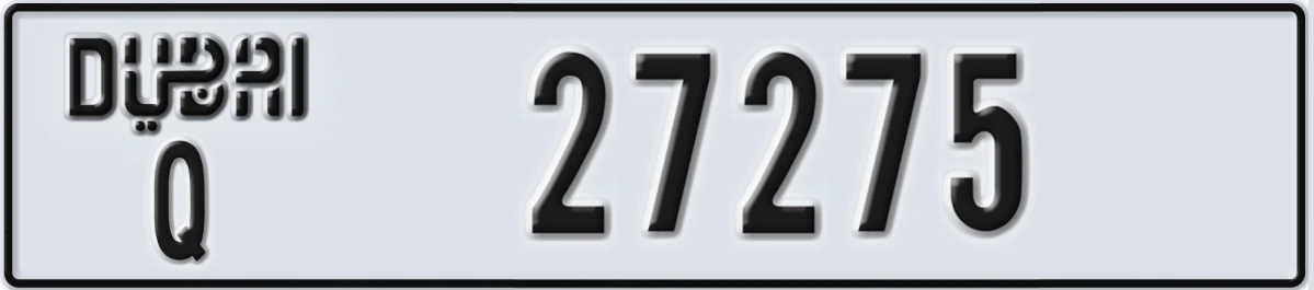 UAE License Plate Dubai Q 27275