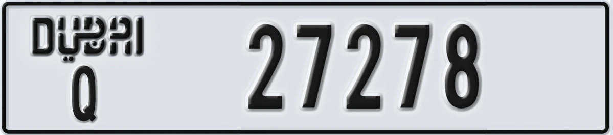UAE License Plate Dubai Q 27278