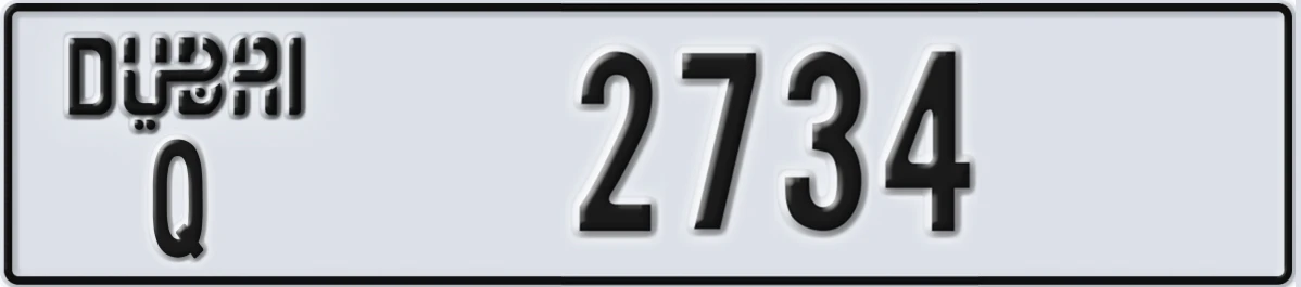UAE License Plate Dubai Q 2734