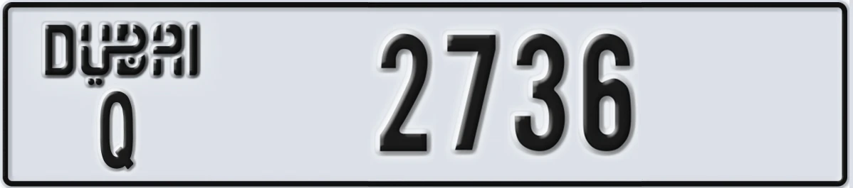 UAE License Plate Dubai Q 2736