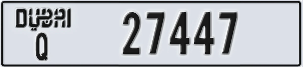 UAE License Plate Dubai Q 27447