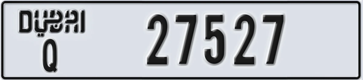 UAE License Plate Dubai Q 27527
