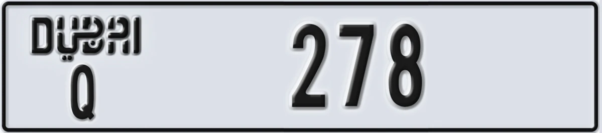 UAE License Plate Dubai Q 278