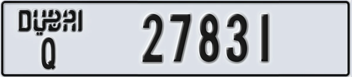 UAE License Plate Dubai Q 27831