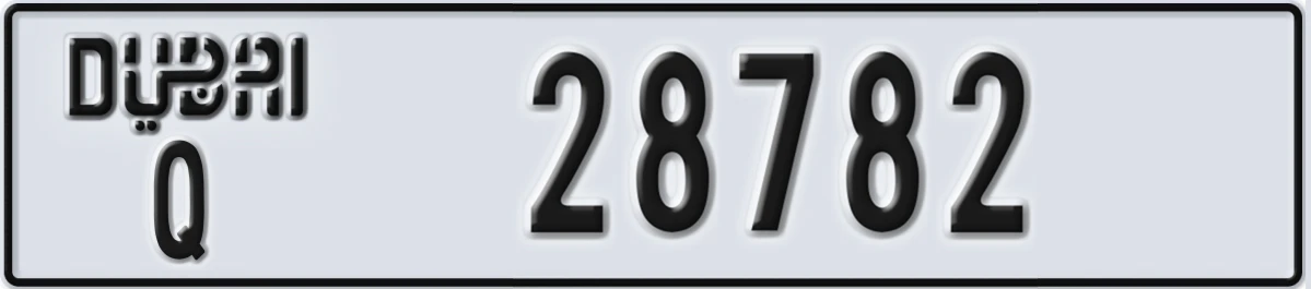 UAE License Plate Dubai Q 28782