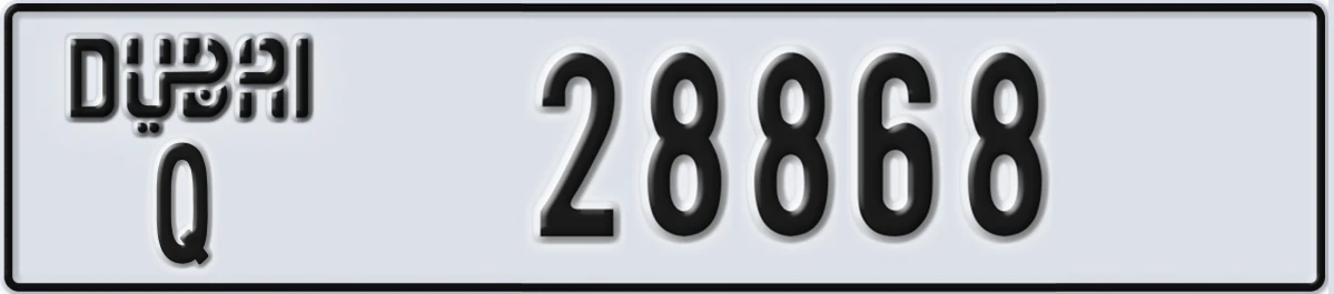 UAE License Plate Dubai Q 28868