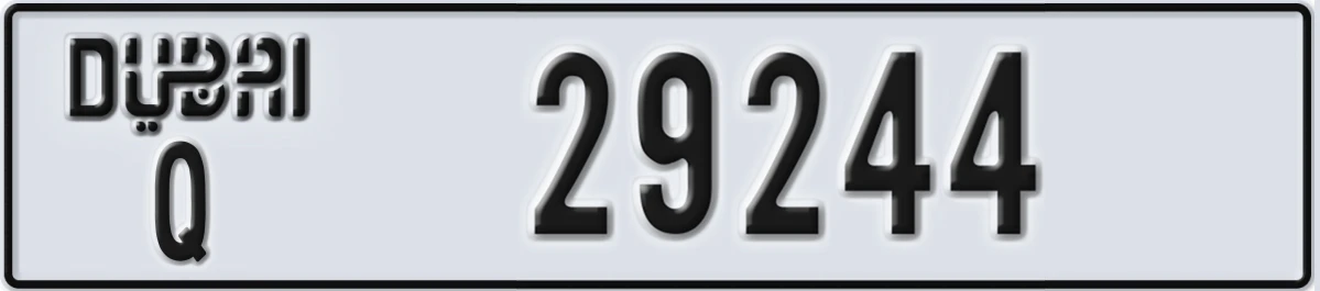 UAE License Plate Dubai Q 29244