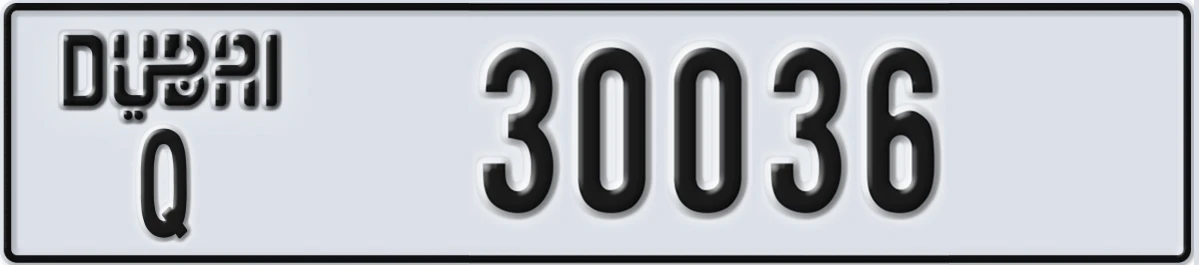 UAE License Plate Dubai Q 30036