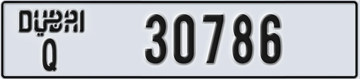 UAE License Plate Dubai Q 30786