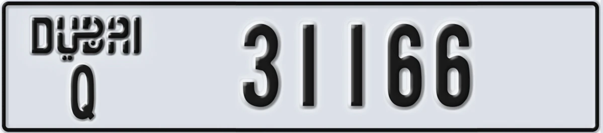 UAE License Plate Dubai Q 31166