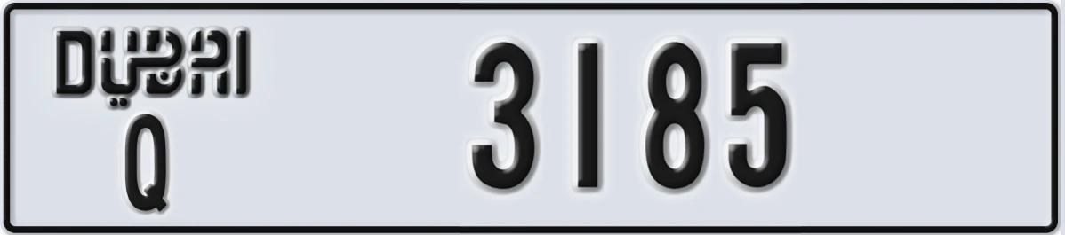 UAE License Plate Dubai Q 3185
