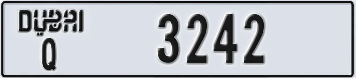 UAE License Plate Dubai Q 3242