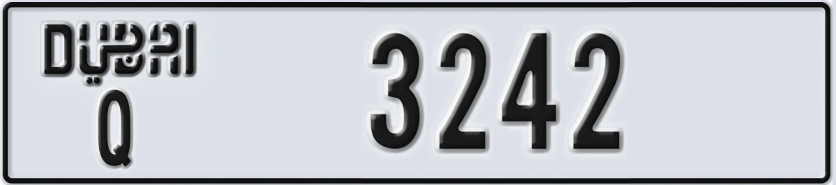 UAE License Plate Dubai Q 3242