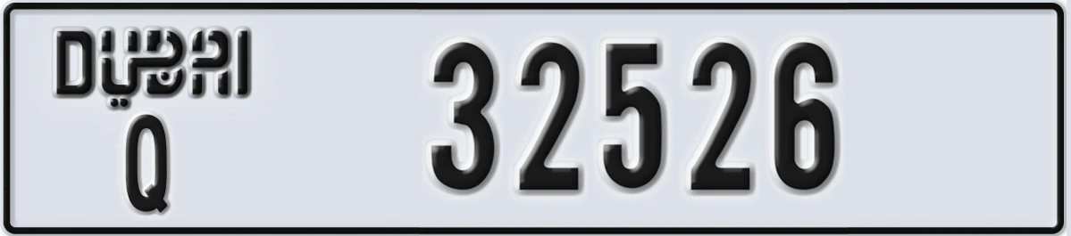 UAE License Plate Dubai Q 32526