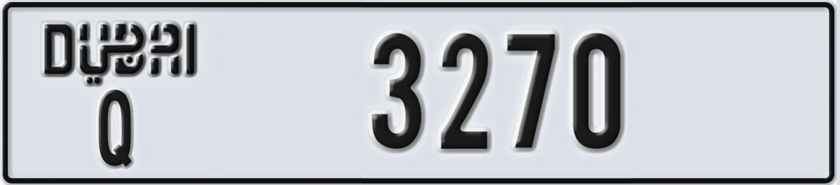 UAE License Plate Dubai Q 3270