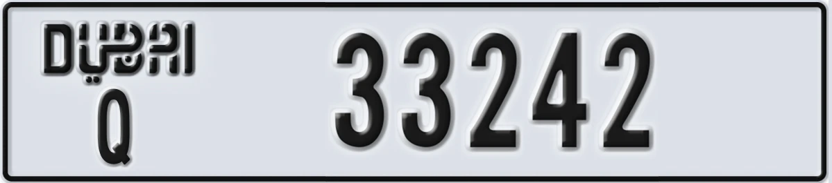 UAE License Plate Dubai Q 33242
