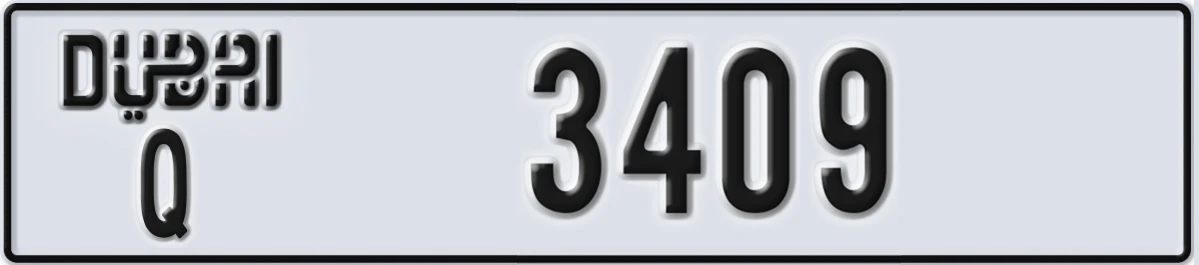 UAE License Plate Dubai Q 3409