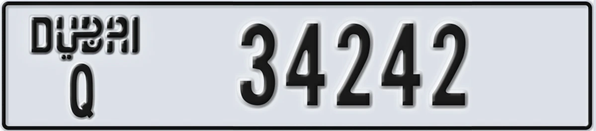 UAE License Plate Dubai Q 34242