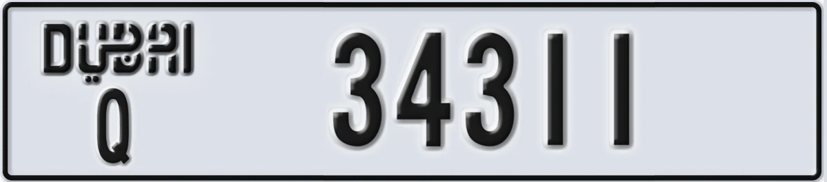 UAE License Plate Dubai Q 34311