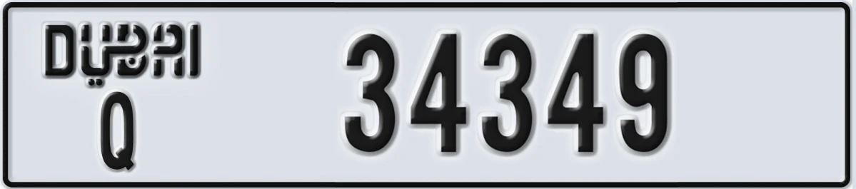 UAE License Plate Dubai Q 34349