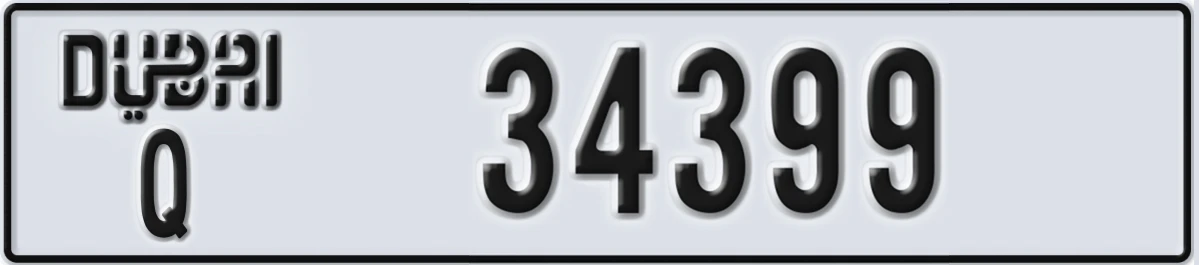 UAE License Plate Dubai Q 34399