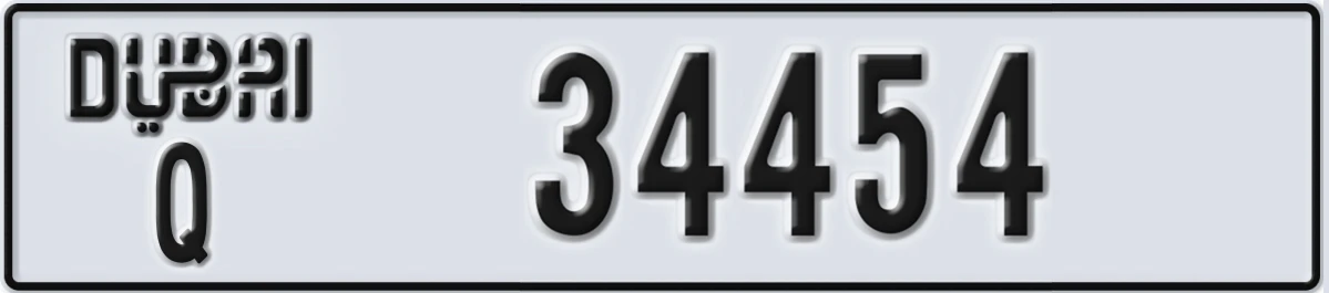UAE License Plate Dubai Q 34454
