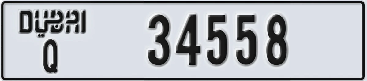 UAE License Plate Dubai Q 34558