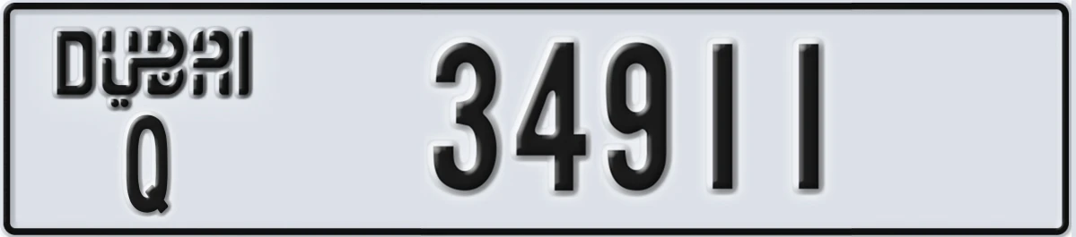 UAE License Plate Dubai Q 34911