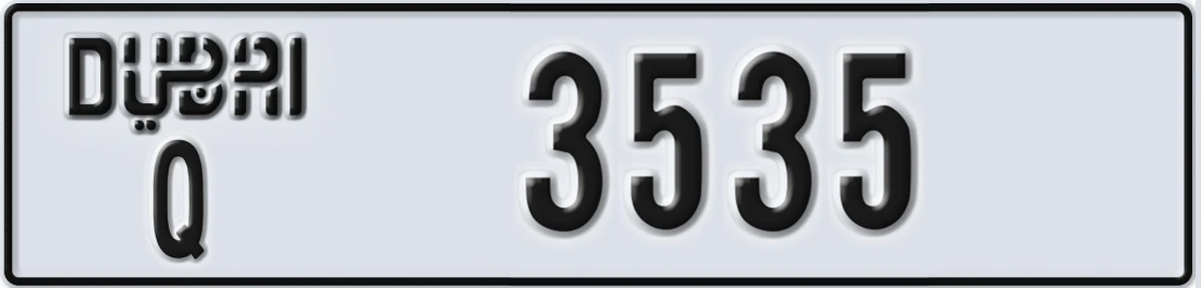 UAE License Plate Dubai Q 3535X